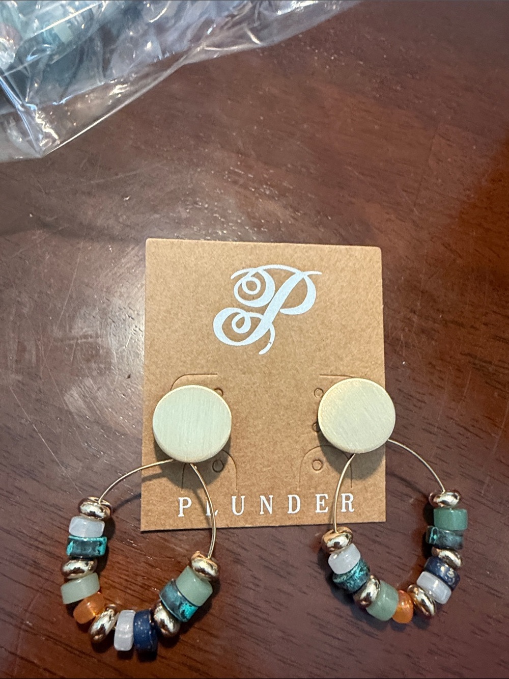Plunder Multicolor Beaded Hoop Earrings with Gold Accents